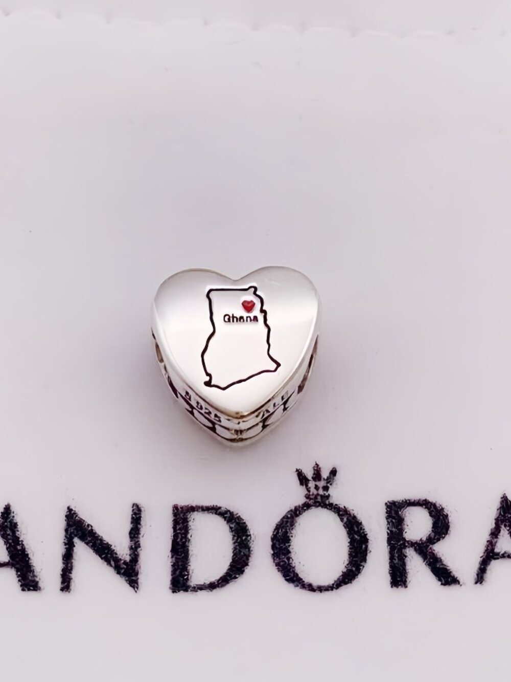 Pandora Ghana Map Charm Heart Bead charm S925 Silver